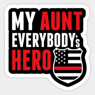 Proud Niece Firefighter Aunt Red Line American Flag Sticker